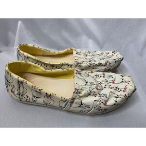 Women's Sz 7.5 Toms Slip On Lovable‎ Llama Fun Cute Shoes Summer Unique